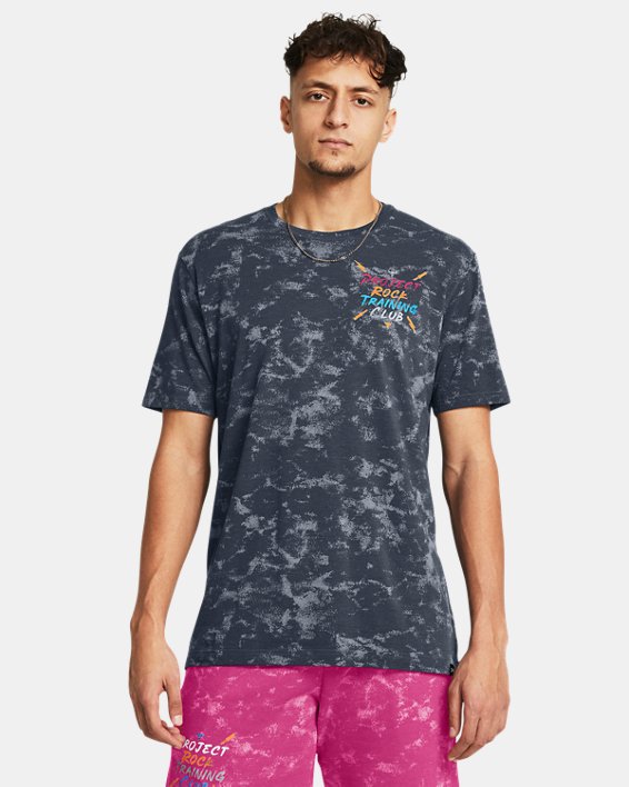 Men's Project Rock TC Printed Graphic Short Sleeve in Gray image number 0